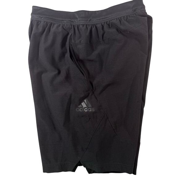 Adidas Men’s Small Black Athletic Shorts Zip Pockets Elastic Waist 8.5” Inseam - Picture 4 of 10